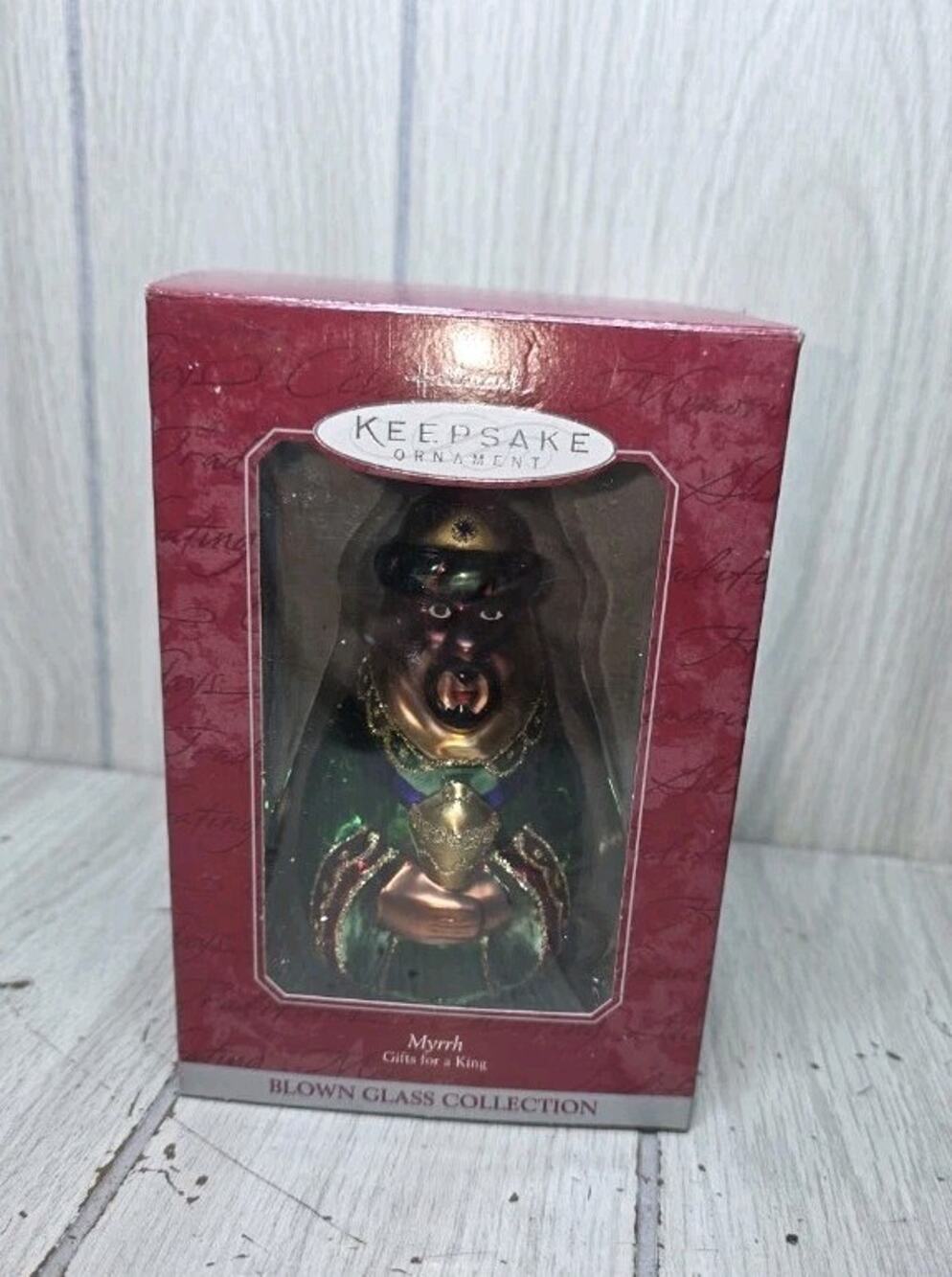 Vtg 98 HALLMARK Keepsake Christmas Ornament Myrrh Gifts For A King Blown Glass